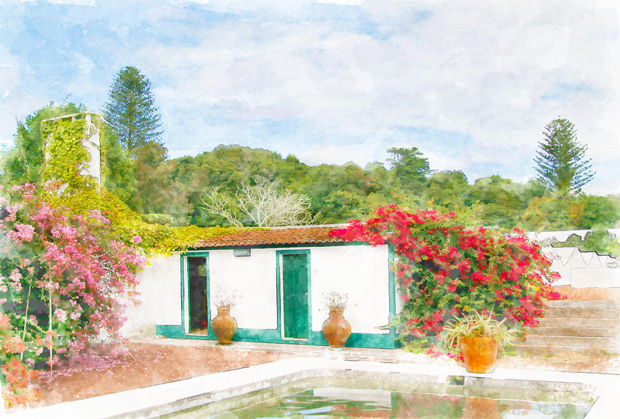 Garden Watercolor Painting Digital Art
