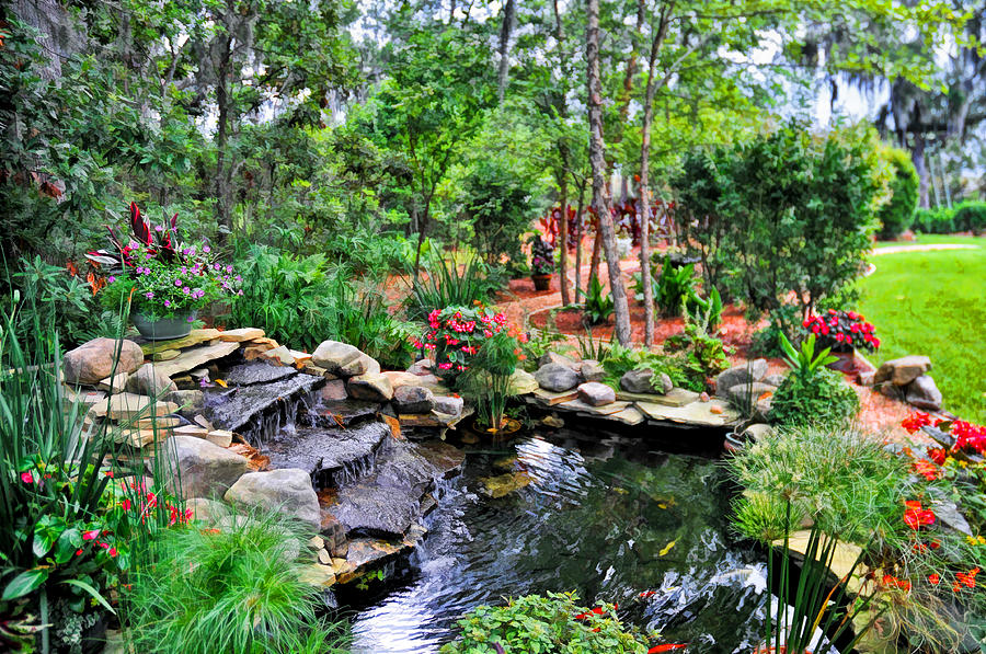 Garden Waterfall and Pond Photograph by Ginger Wakem