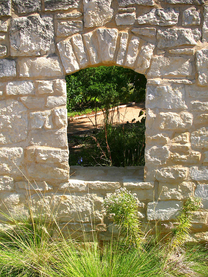 Garden Window Arch. Wildflower Center Austin Photograph by Connie Fox