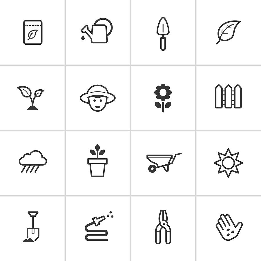 Gardening Icons — Inky Series Drawing by RLT_Images
