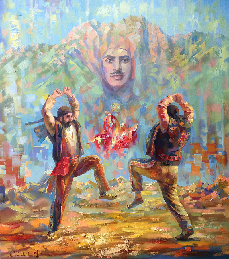 Armenian Artist Painting - Garegin Nzhdeh and Yarkhushta by Meruzhan Khachatryan