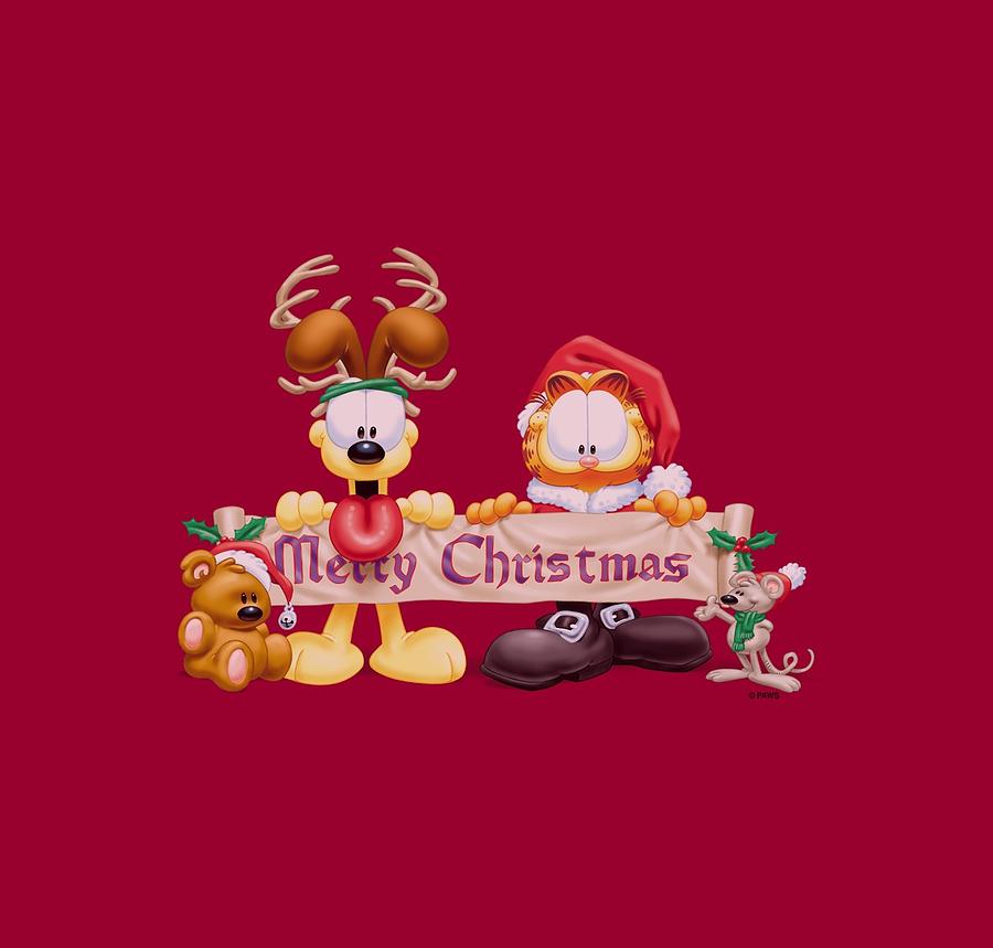 Cat Digital Art - Garfield - Christmas Banner by Brand A