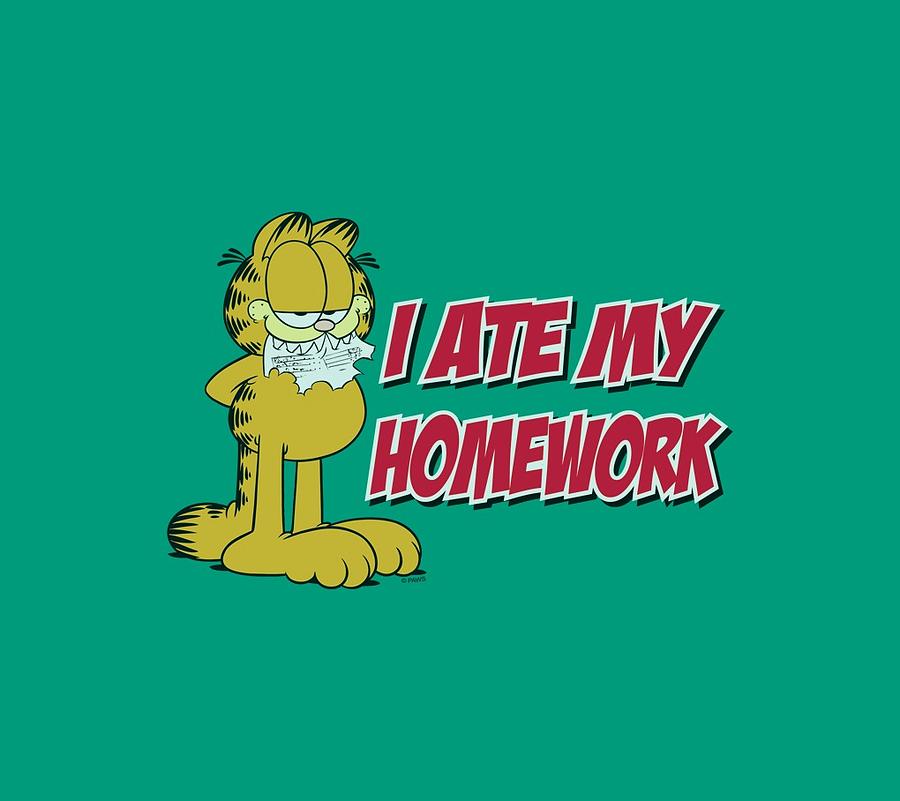 Cat Digital Art - Garfield - I Ate My Homework by Brand A