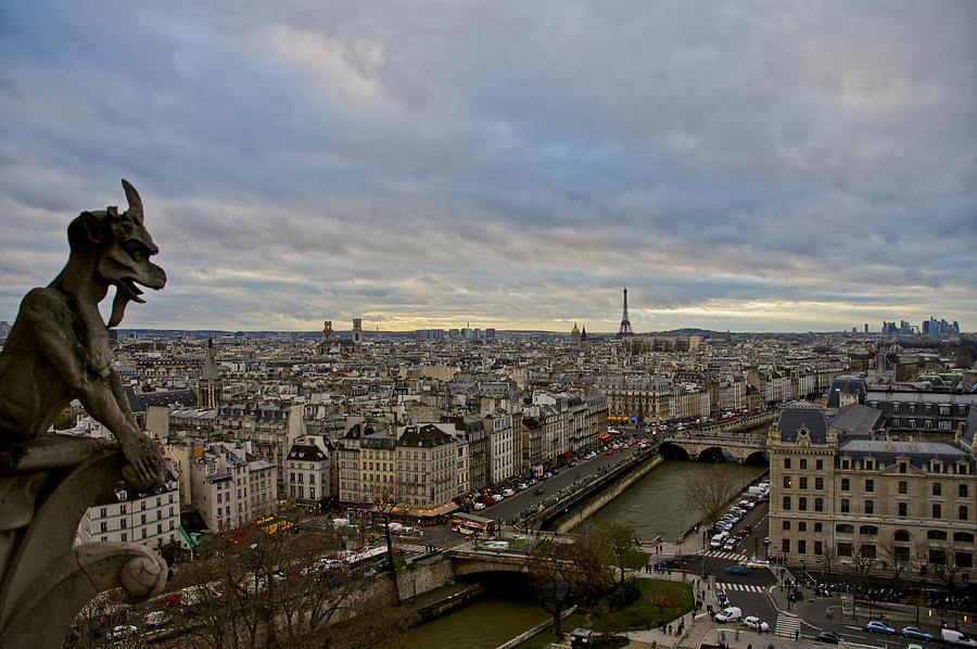 Gargoyle and the Eiffel Tower Photograph by Brian Kamprath