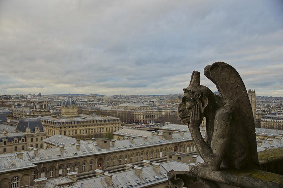 Gargoyle Overlooking Paris Photograph by Brian Kamprath
