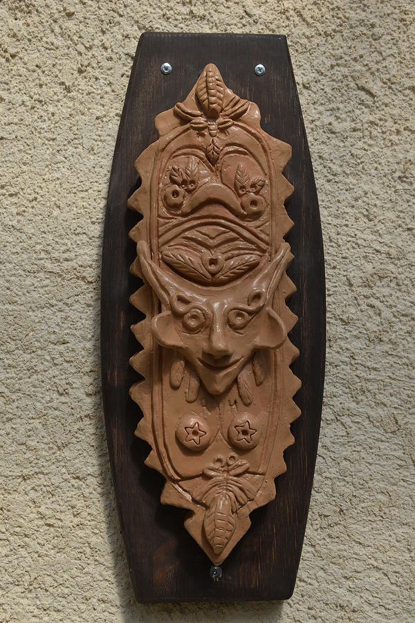 Gargoyle wall ceramics Sculpture by Rachel Hershkovitz