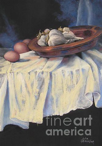Garlic And Eggs Painting by Julia Blackler