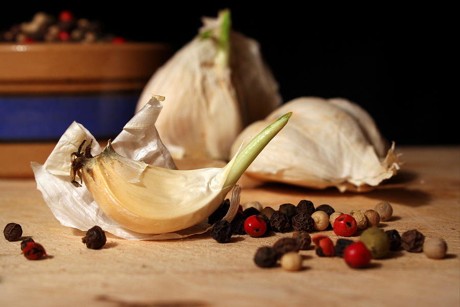 Garlic And Peppercorns Photograph by Joseph Skompski