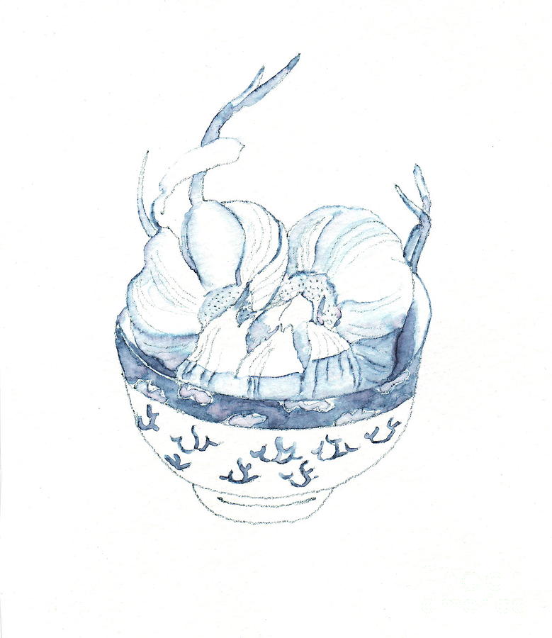 Garlic Drawing by Kazumi Whitemoon