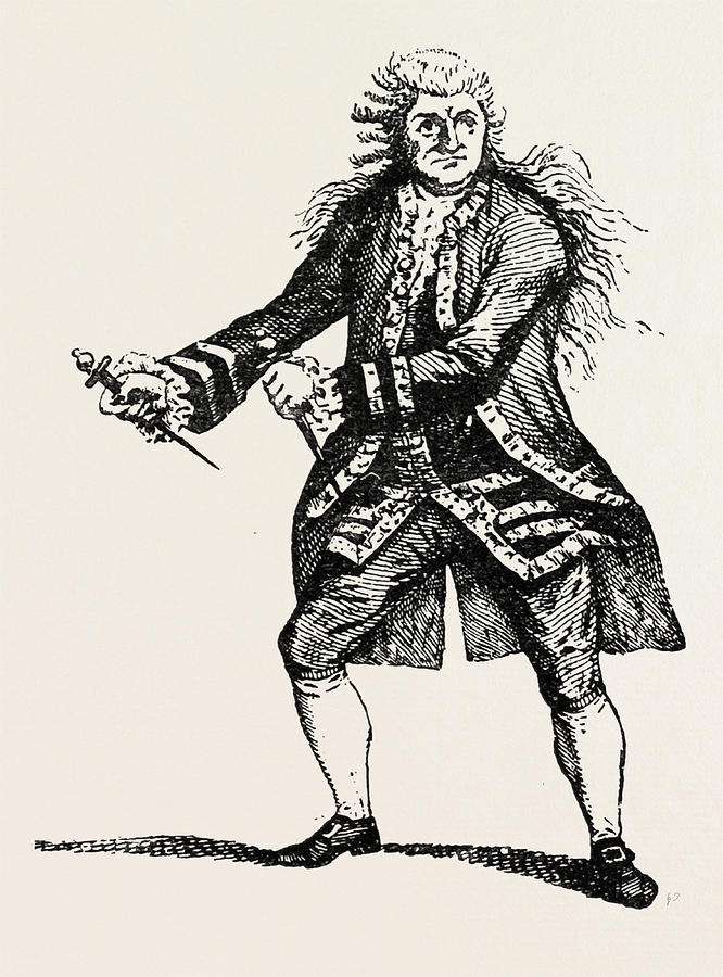 Vintage Drawing - Garrick As Macbeth, Shakespeare, English Poet And Playwright by English School