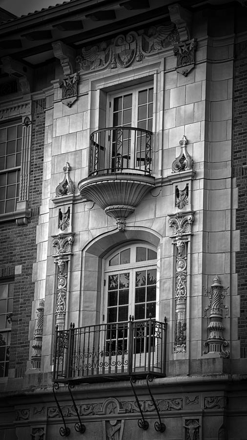 Garrison Hall Window UT BW Photograph by Joan Carroll