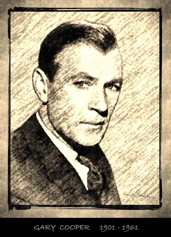 Gary Cooper Drawing by George Rossidis