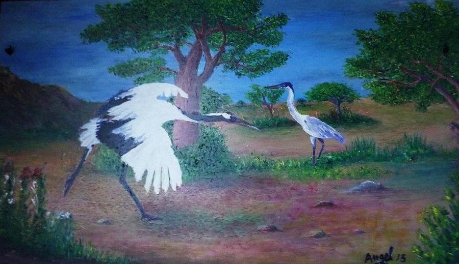 Bird Painting - Garzas reales by Angel de Paz