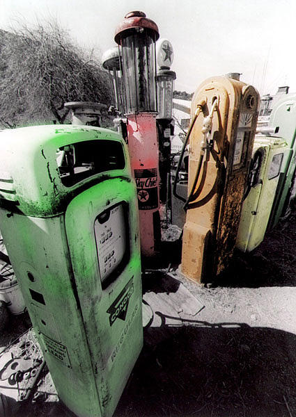 B&w Photograph - Gas Pump Grave 23 by Timothy Bischoff