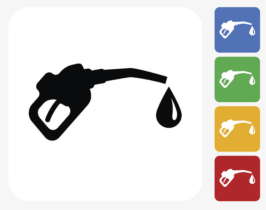 Gas Pump Icon Flat Graphic Design Drawing by Bubaone