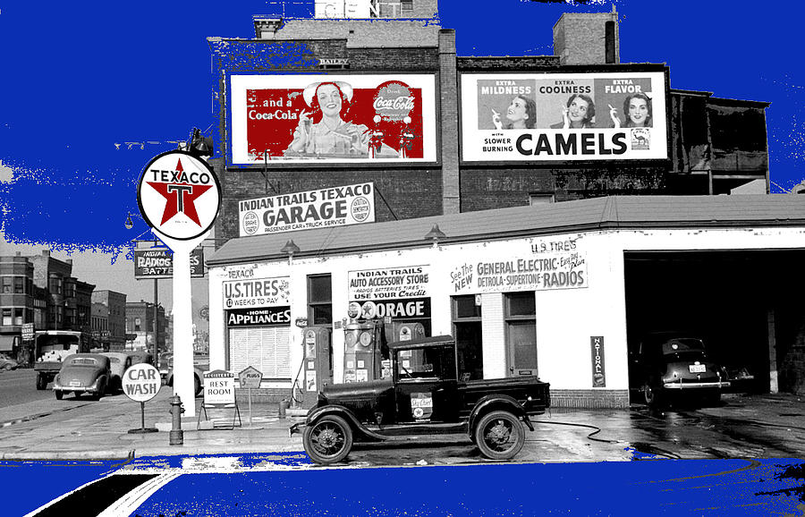 Gas station Coca-Cola billboard Benton Harbor Michigan  John Vachon for the FSA July 1940-2014  Photograph by David Lee Guss