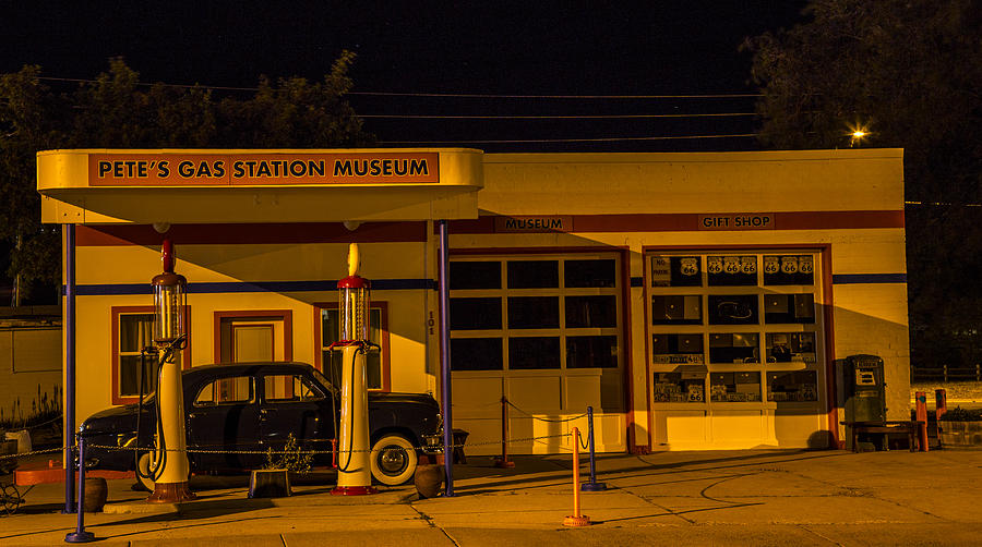 Gas Station Museum Night Photograph