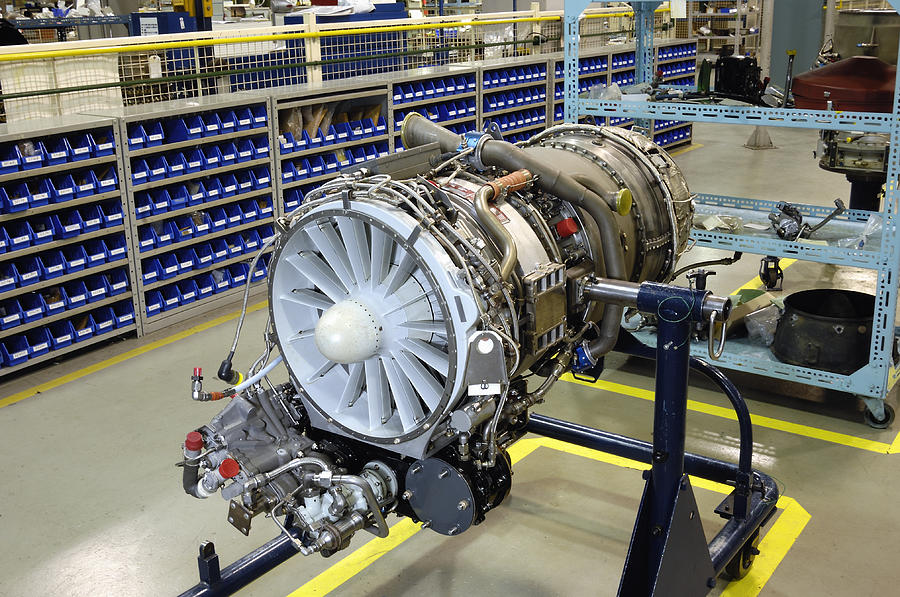 Gas turbine (jet) engine on stand for overhaul Photograph by Fertnig