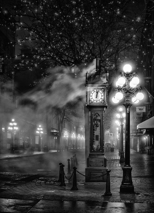 Black And White Photograph - Gastown Steam Clock by Alexis Birkill