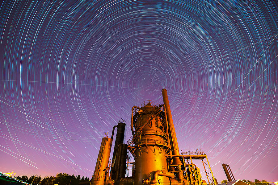 Gasworks Parks with star trails Photograph by Hisao Mogi