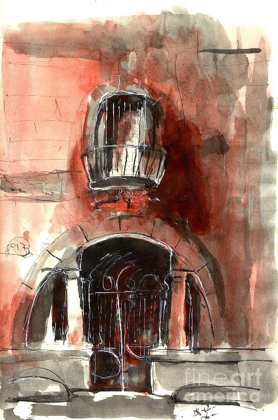 Gate in Rome Drawing by Karina Plachetka