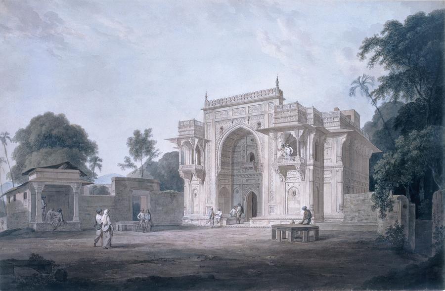 Gate Leading To A Mosque, Chunargarh Drawing by Thomas & William Daniell