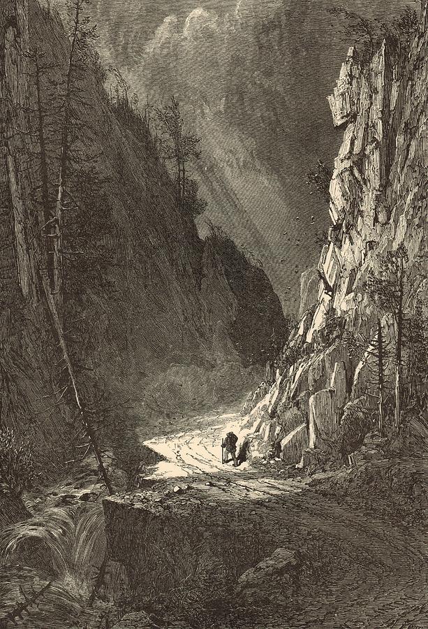 Vintage Painting - Gate of the Crawford Notch 1872 Engraving by Antique Engravings