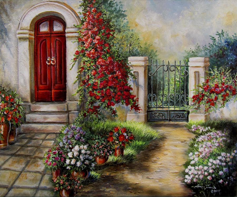 Gate to the hidden Garden  Painting by Regina Femrite