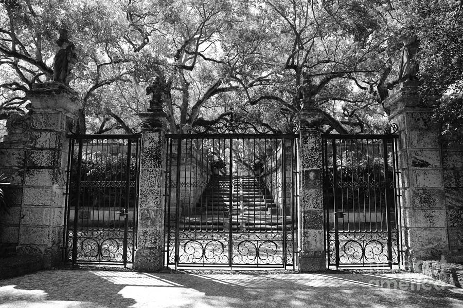 Gates Of Vizcaya - Black And White Photograph