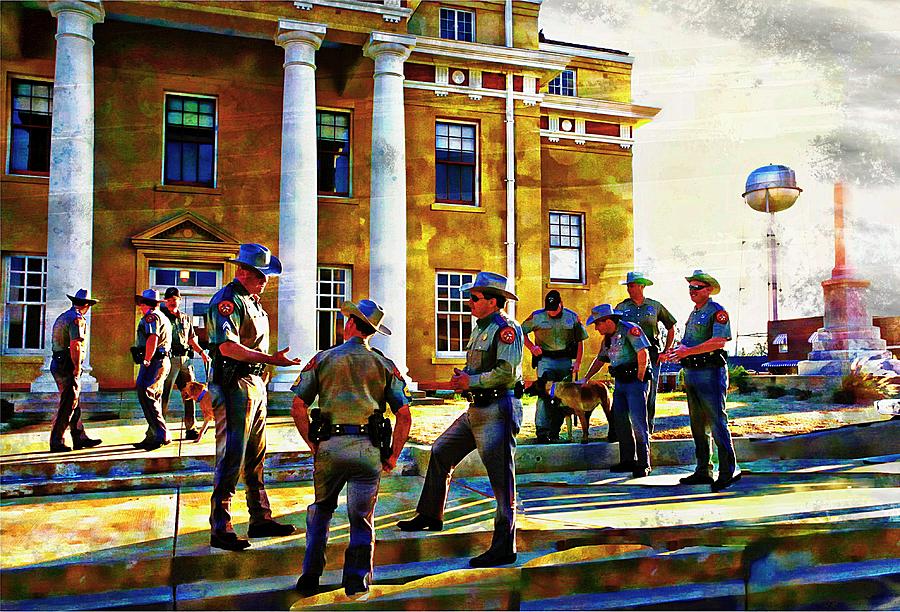 Gathering in front of The Courthouse Digital Art by Carrie OBrien Sibley