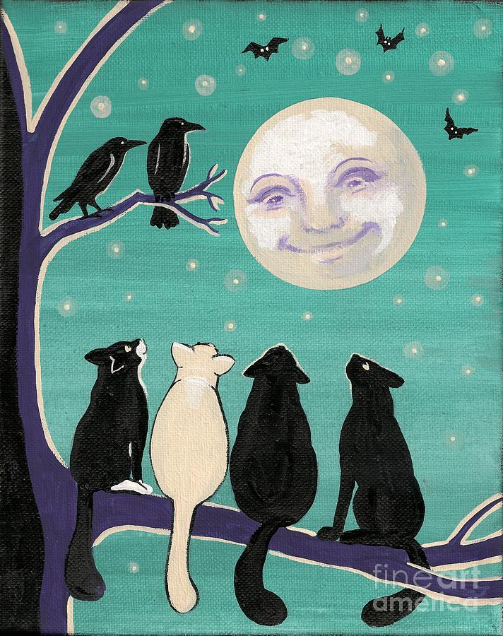 Gathering In The Moonlight Painting by Margaryta Yermolayeva