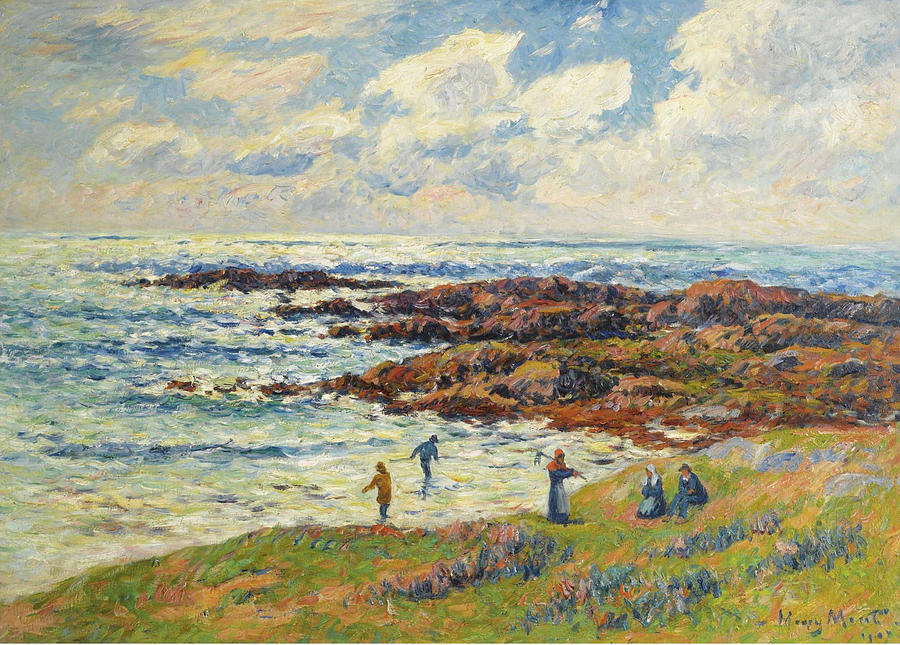 Gathering of Seaweeds at Nevez Painting by Henry Moret