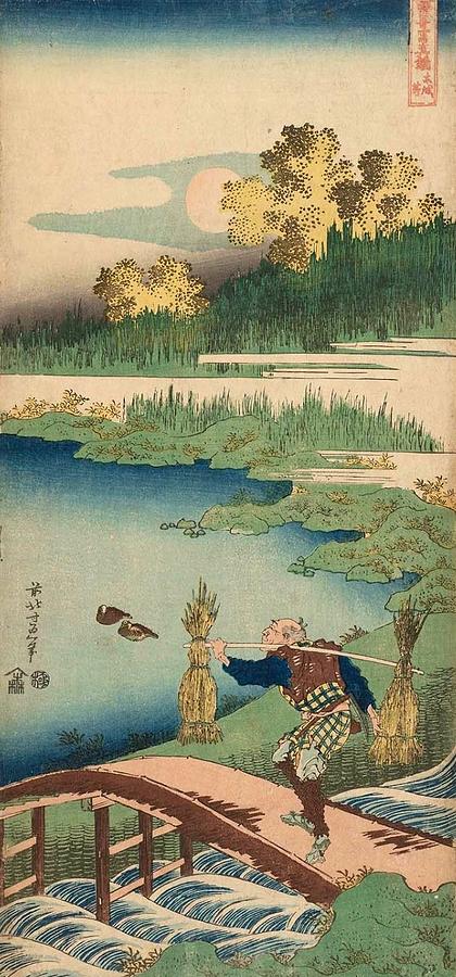 Hokusai Painting - Gathering Rushes by Katsushika Hokusai