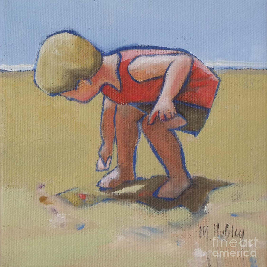Beach Painting - Gathering Shells by Mary Hubley