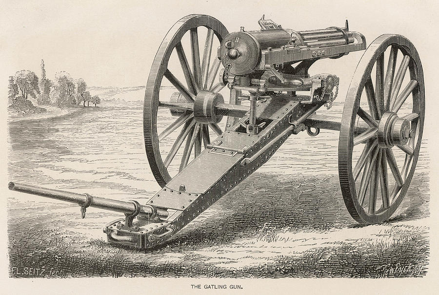 Gatling Gun Date 1872 Drawing by Mary Evans Picture Library