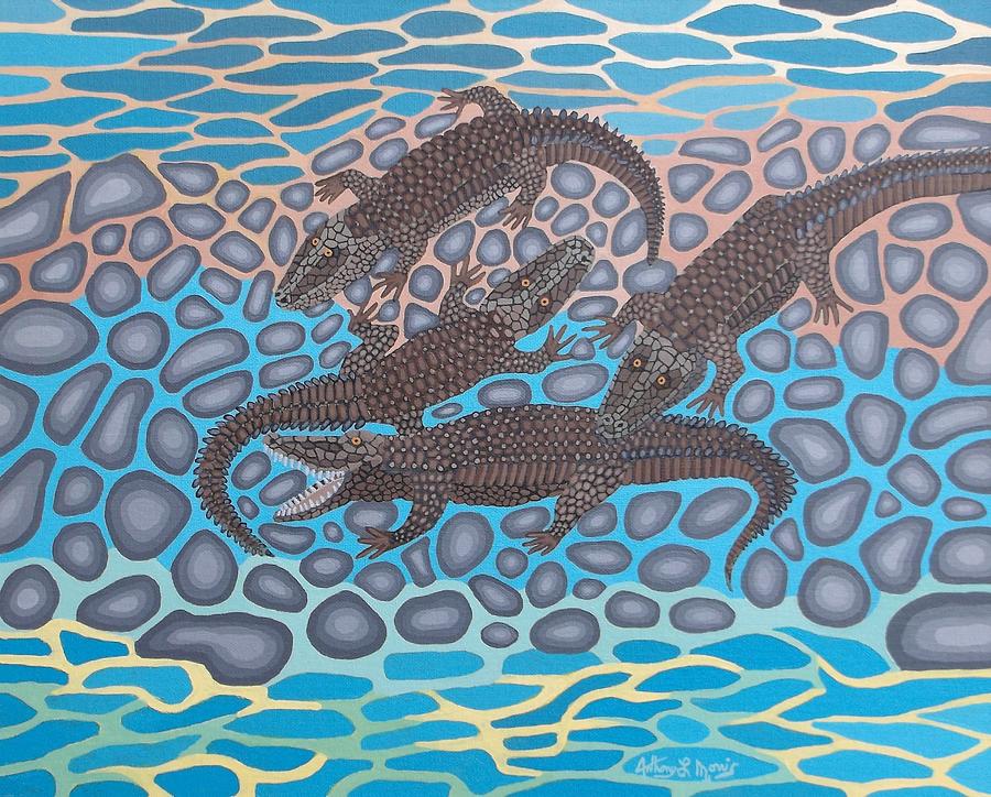 Alligator Painting - Gator Rock by Anthony Morris