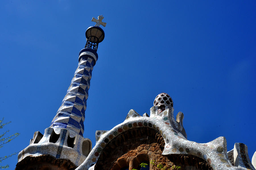 Gaudi house in Park Guell Barcelona Spain Photograph by Diane Lent