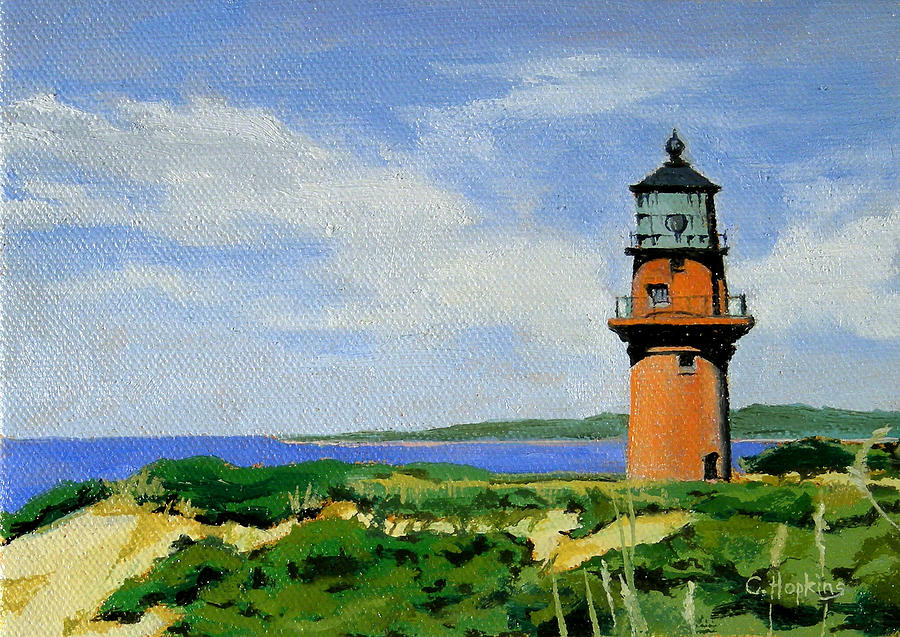 Landscape Painting - Gay Head Lighthouse Marthas Vineyard Massachusetts by Christine Hopkins