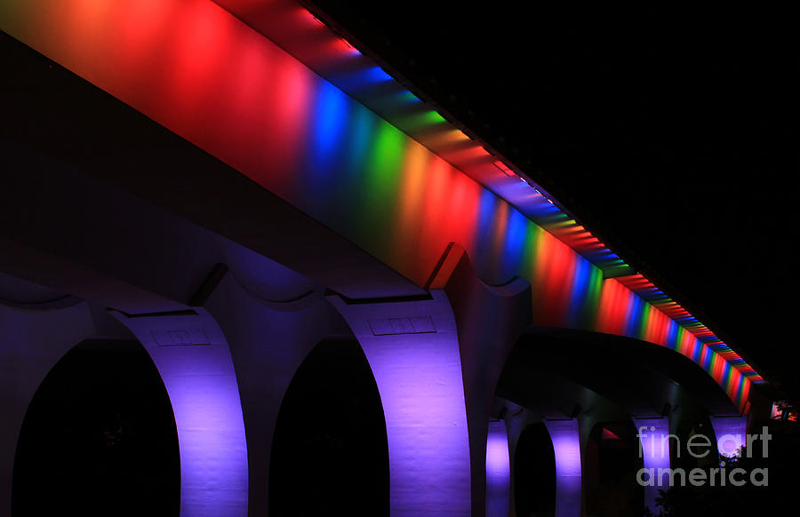 Gay Pride Rainbow Lights on 35W Bridge Photograph by Hermes Fine Art