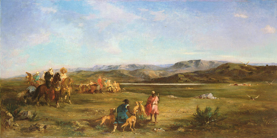 Horse Photograph - Gazelle Hunt In Chott El-hodna, 1856 Oil On Canvas by Eugene Fromentin