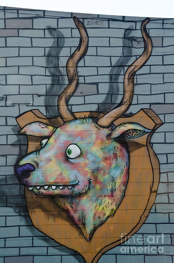 Gazelle mural graffiti on the textured wall Painting by Yurix Sardinelly