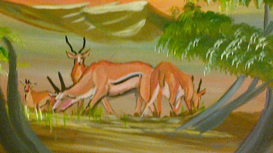 Wildlife Painting - Gazelles by Nixon Mwangi