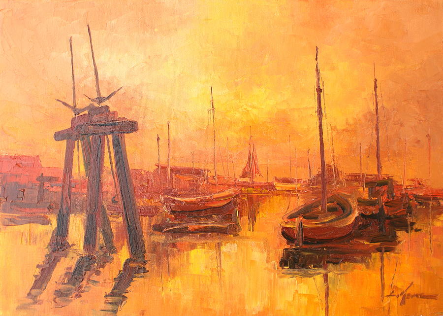 Gdynia harbour Painting by Luke Karcz