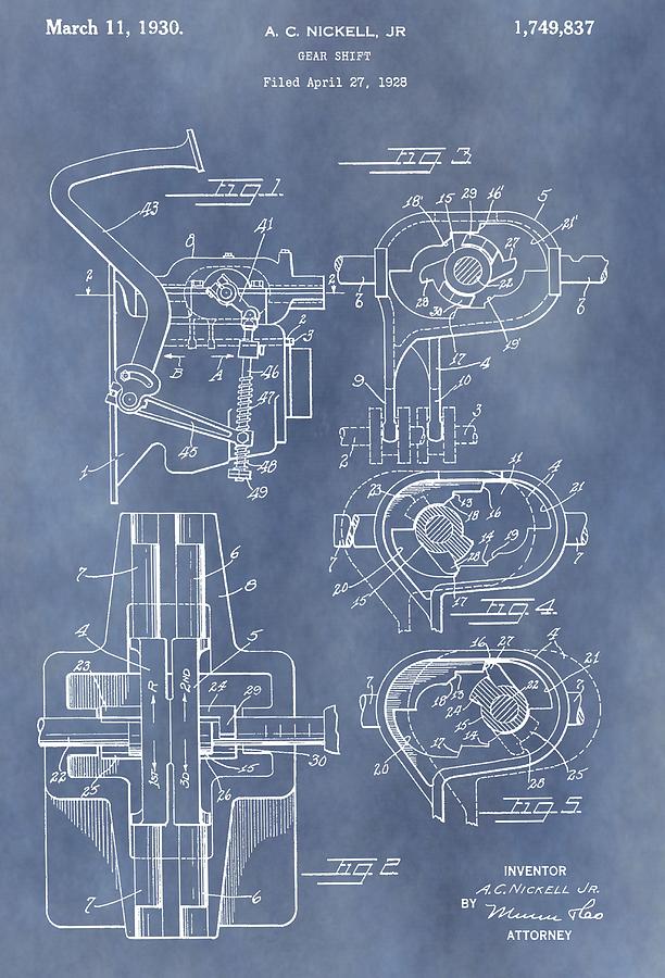 Gear Shift Mixed Media - Gear Shift Patent by Dan Sproul Gear Shift Mixed Media - Gear Shift Patent by Dan Sproul
