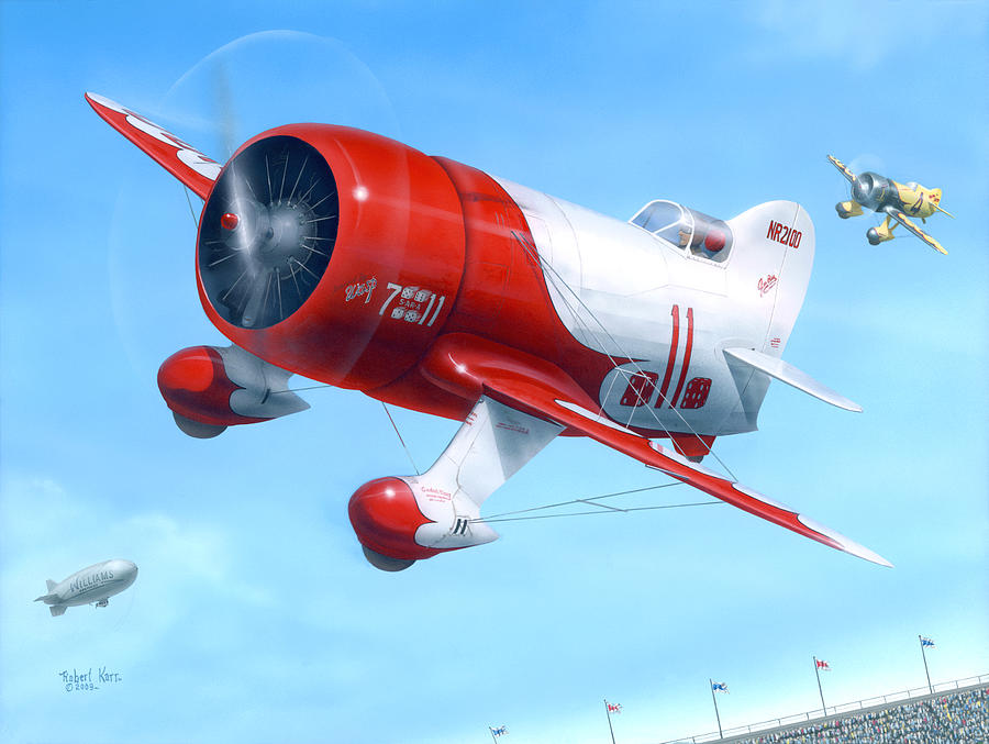 Airplane Painting - Gee Bee R-1 by Robert Karr