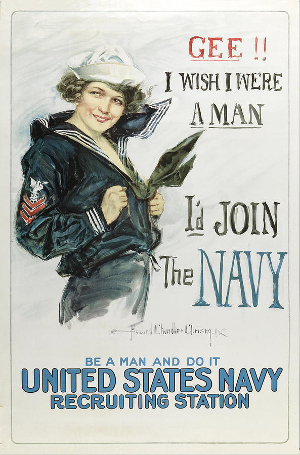 Gee I wish I were a Man - Id Join the Navy Painting by Howard Chandler Christy