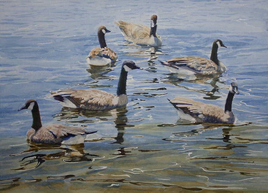 Nature Painting - Geese by Helal Uddin