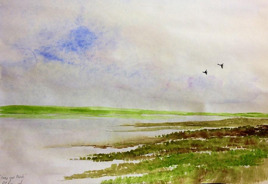 Geese over the Marshland Painting by Desmond Raymond