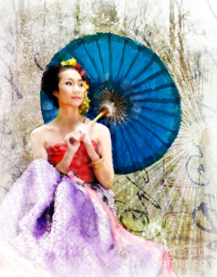 Umbrella Photograph - Geisha by Elena Nosyreva
