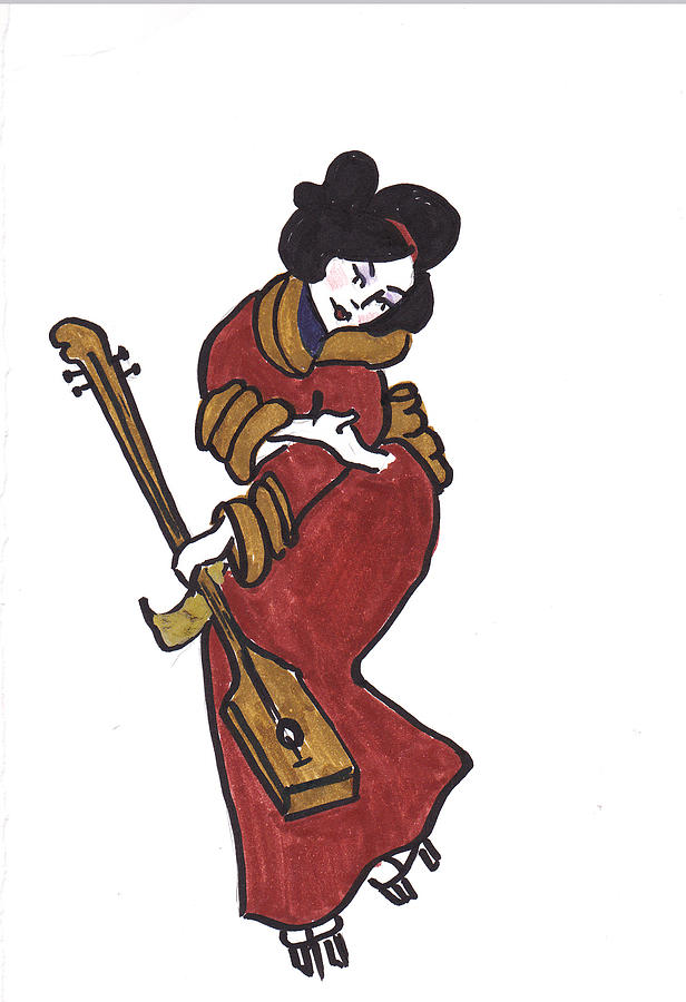 Geisha in Red Painting by Charme Curtin